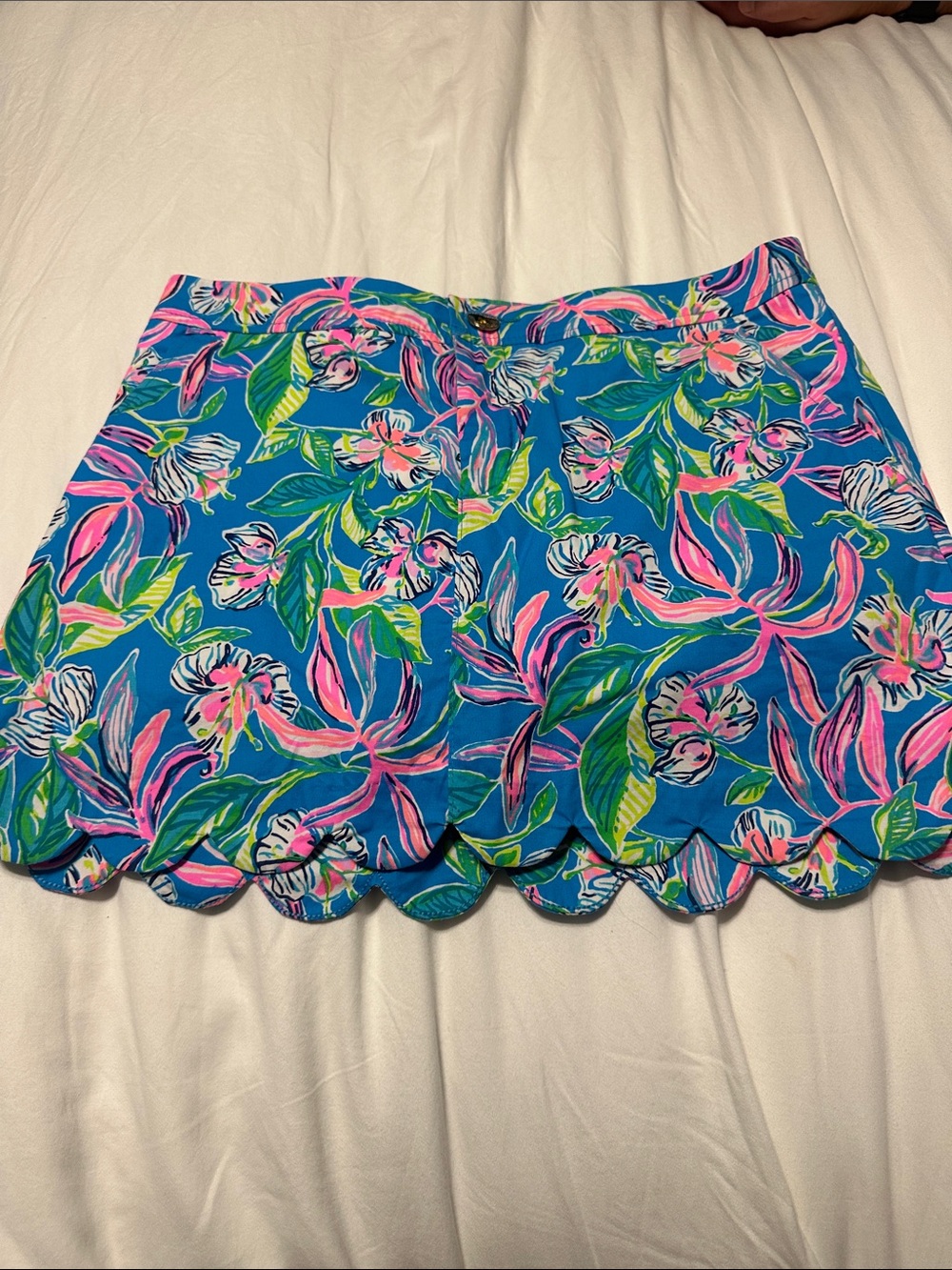 Lilly Pulitzer Blue Floral Scalloped-Hem Skort